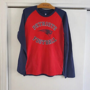 NFL New England Patriots Youth Long Sleeve T-Shirt Size Large 14/16 Navy Red